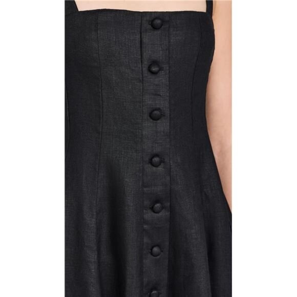 FAITHFULL Corbiere Midi Dress Black Linen Romantic Bohemian Scandi Feminine - Picture 6 of 6